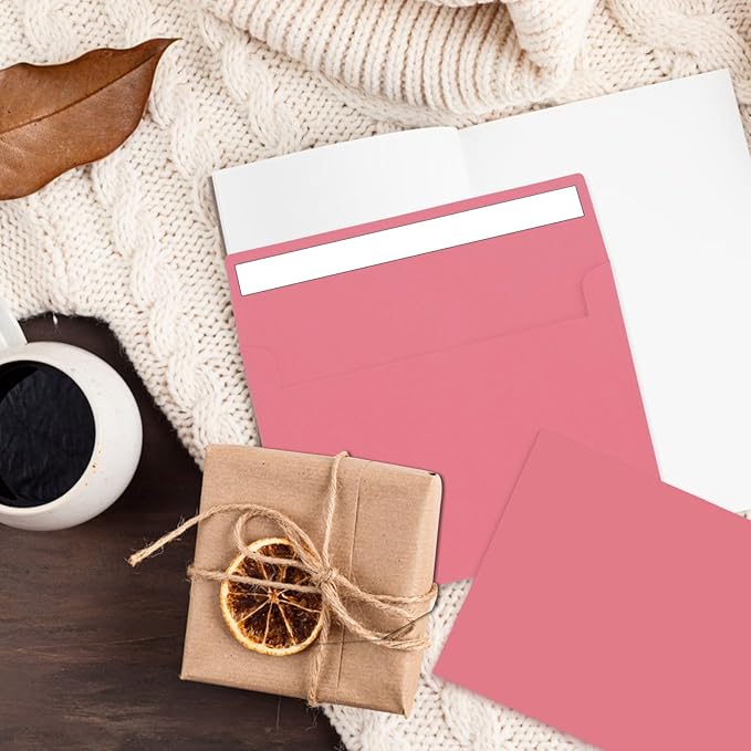 50 Packs Invitation Envelopes,Postcard Envelopes, A2 Envelopes Pink, Envelopes for Invitations, Envelopes for 4.5x5.5 Cards, Greeting Cards，Envelopes Self Seal for Photos