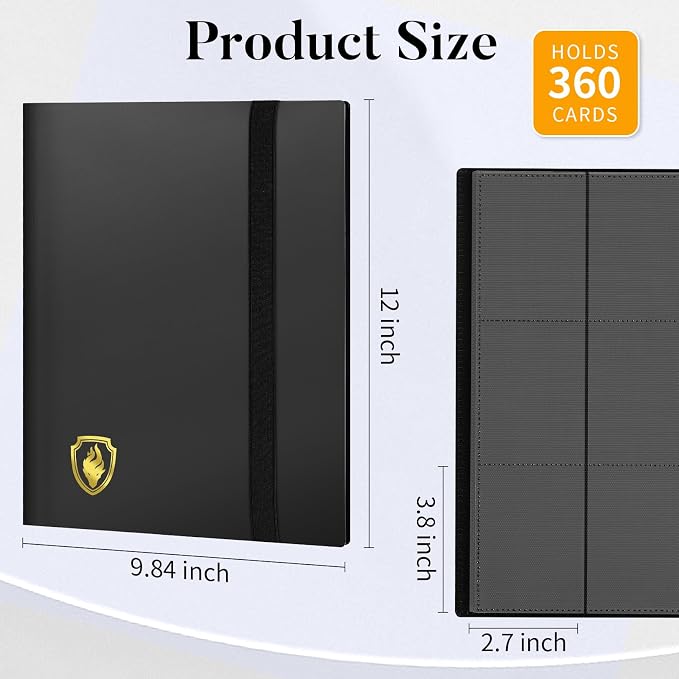Heavy Duty Card Binder, Fabmaker 9 Pocket Trading Card Binder for 360 Cards | Sleek Side-Loading Card Album, Sturdy Card Collection Folder for Game Cards, Sport Cards, Orange