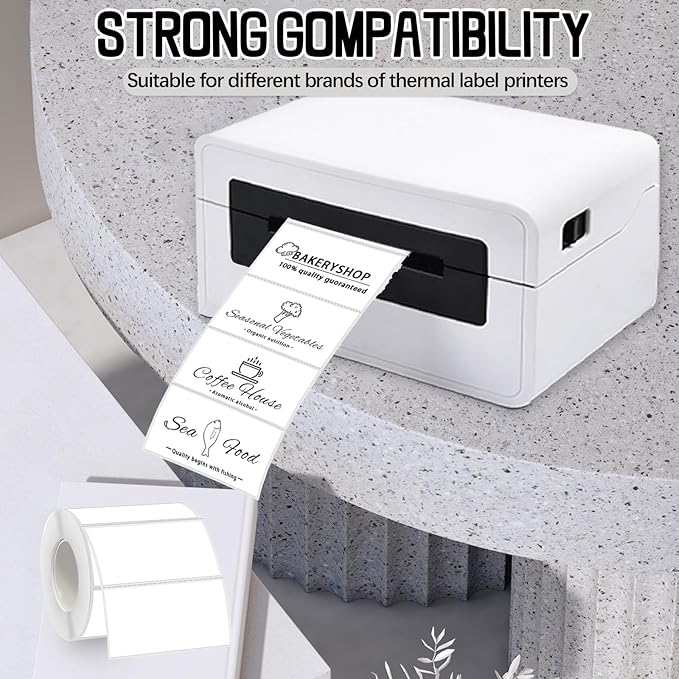 Starboling 2x1 Thermal Labels,Address Barcode Self-Adhesive Thermal Printer Stickers for Logo Design,Name/Price Tag,Address（White）