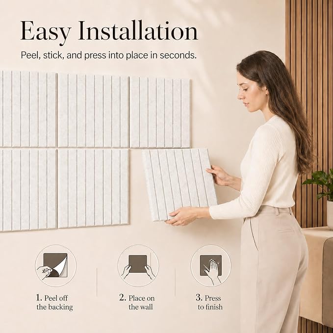 Stripe Felt Bulletin Board Tiles, Cork Board Alternative 24 x 36 in | 0.35 in modular felt wall tiles for notes, photos, schedules, reminders in offices, classrooms, home and office workspaces