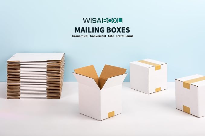 4x4x4 inch White Small Shipping Boxes, 25 Pack | 4 x 4 Mini Boxes, 4" Corrugated Cardboard Box for Mailing, Packing, Moving, Storage