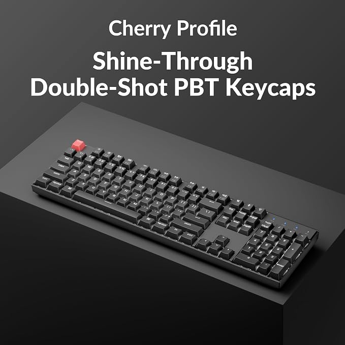 Keychron K10 Version 2 Full Size 104 Keys Bluetooth Wireless Mechanical Gaming Keyboard for Mac Windows Super Red Switch White LED Backlight/USB C Wired Computer Keyboard