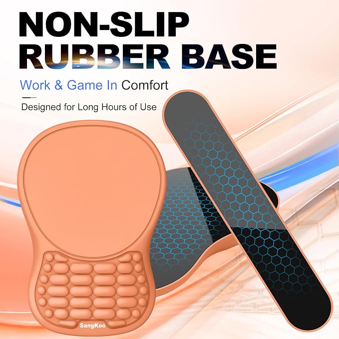 Ergonomic Keyboard Wrist Rest Mouse Pad Wrist Support Set, Orange | Ergonomic Memory Foam,Pain Relief Wrist Support,Non-Slip Base, Waterproof Smooth Surface,Office & Gaming Desk Accessories