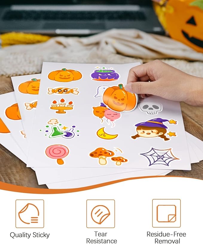 QYH Premium Matte Printable Vinyl Sticker Paper 120 Sheets 8.5"x11" White - Waterproof, Residue-Free, Compatible with Inkjet/Laser & Cricut/Silhouette - Ideal for Small Business, DIY & Classroom Label