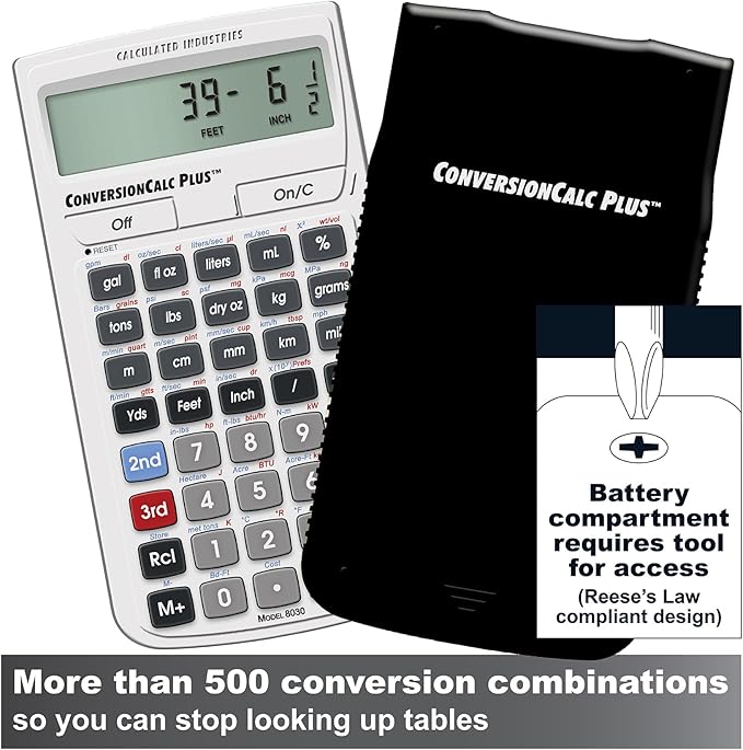 Calculated Industries 8030 ConversionCalc Plus Ultimate Professional Conversion Calculator Tool for Health Care Workers, Scientists, Pharmacists, Nutritionists, Lab Techs, Engineers and Importers, Silver