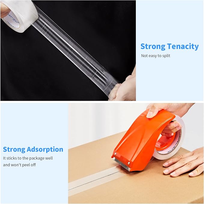 JARLINK 18 Rolls Clear Packing Tape, Heavy Duty Packaging Tape | Ultra Thick 2.8mil and 1.88" Wide. 60 Yards per Roll, 1080 Total Yards. Moving Supplies for Shipping Packaging Sealing