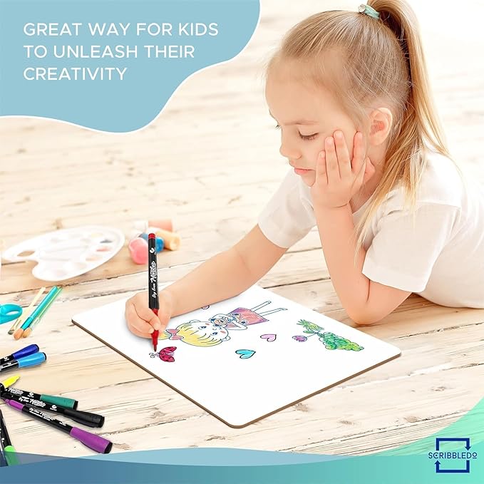 Scribbledo 2 Pack 9x12 Inch Small White Board and Mini Dry Erase Board Handheld Whiteboards for Students, Home, Office, and Kitchen Use, Dry Erase Boards
