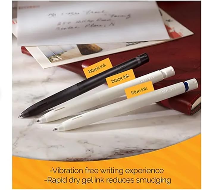 Zebra Pen, bLen Retractable Gel Pens, Medium Point 0.7mm, Black Ink, White Barrels, Rapid Dry Gel Ink, Low Vibration for More Stable, Easier to Control Writing, Refillable, 12-Pack (41400)