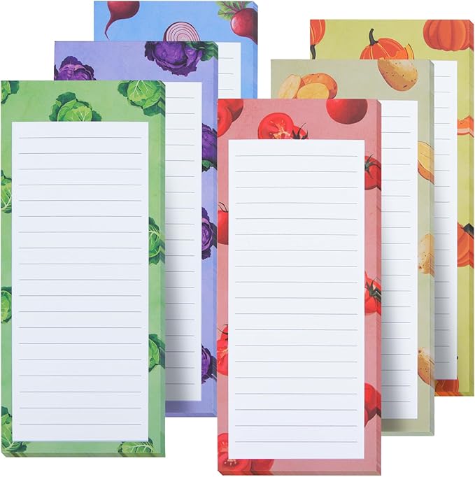 FLIPPED 6 Pack Magnetic Notepads for Refrigerator，Notepads Grocery List Magnet Pad for Fridge,Full Magnet Back Design Notepad for Grocery List, Shopping List, To-Do List, Reminders (Multiple Colour)