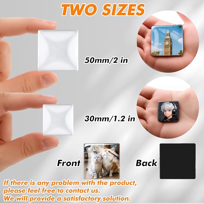 Aertiavty 120 Pcs Fridge Magnets Making Kit, 2 Inch Glass Magnets for Refrigerator, Locker, Whiteboard, Office, Kitchen, Decorative Magnet (60 Square Magnet+60 Glass+Clear Adhesive Dots)