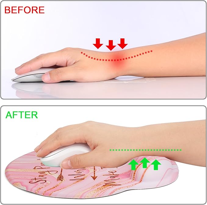 Ergonomic Mouse Pad with Wrist Support Rest,Large Mousepad Gel Wrist Rest, with Coaster Non-Slip & Pain Relief for Computer, Desk, Home&Office-Positive 3