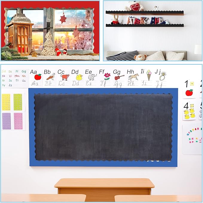 Containlol 236ft Classic Color Bulletin Board Decoration, Spring Classroom Bulletin Board Borders Bright Scalloped Trim for School Office Poster Chalkboard Whiteboard Wall Decor
