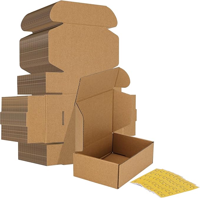 HORLIMER 6x4x2 inches Shipping Boxes Set of 50, Brown Corrugated Cardboard Box Literature Mailer