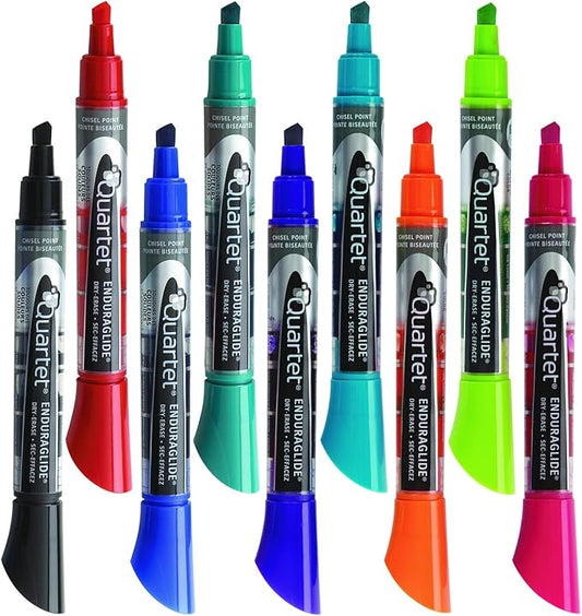 Quartet Dry Erase Markers, Whiteboard Markers, Chisel Tip, EnduraGlide, Assorted Colors, 12 Pack (5001-20MA)