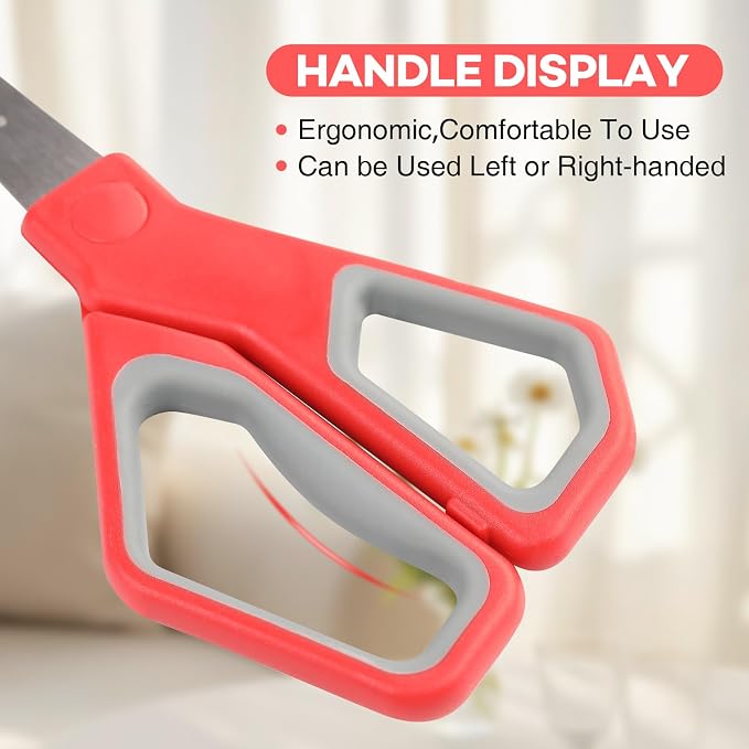 BURVAGY 30 Pack 8" Scissors All Purpose, Heavy Duty Scissors for Office | Scissors Bulk Multipurpose Comfort-Grip Sharp Adult Office Scissors Set Sewing Fabric Stainless Steel Blades, Right/Left Hand