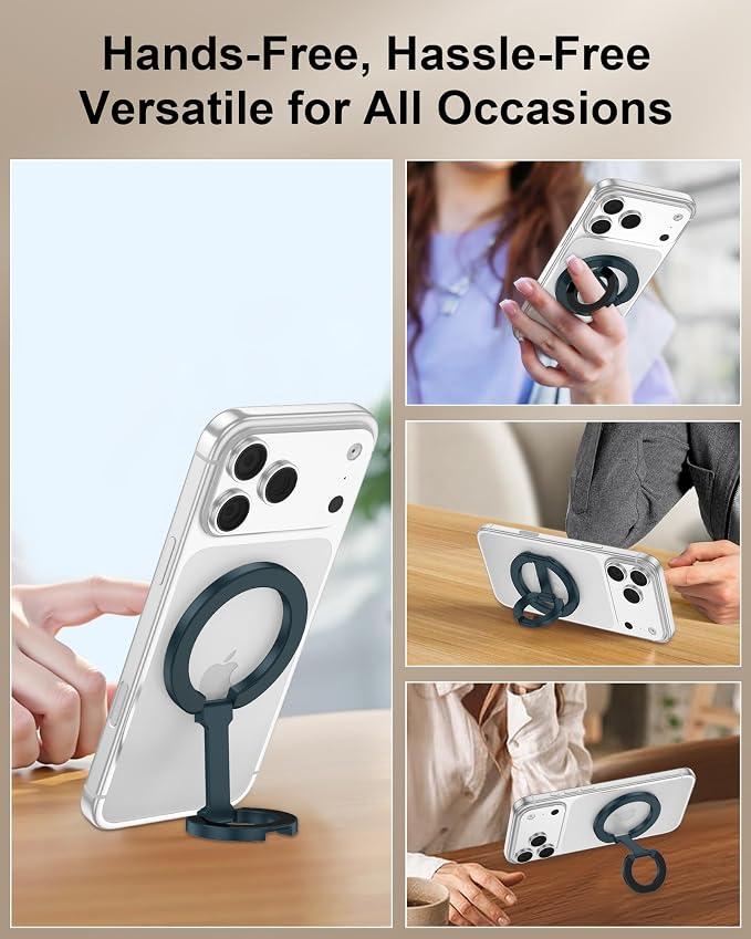 Mag Safe Phone Grip for iPhone 17 Pro Max Apple MagSafe Foldable Kickstand | Magnetic Finger Ring Holder, Magnetic Grip Metal Loop Stand MagSafe Car Mount,iPhone 17e/Air/17Pro/16e/16 Pro Max/15/14/13/12