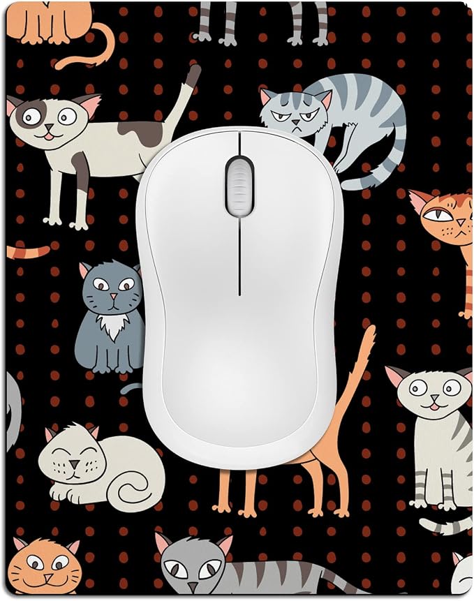 Small Mouse Pad Cute, Mini Mouse Pads for Wireless Mouse and Laptop, Travel Mousepad with Designs - Funny Cats, Portable Mouse Mat with Non-Slip Rubber Base and Waterproof Cloth - 5.5 x 7 in