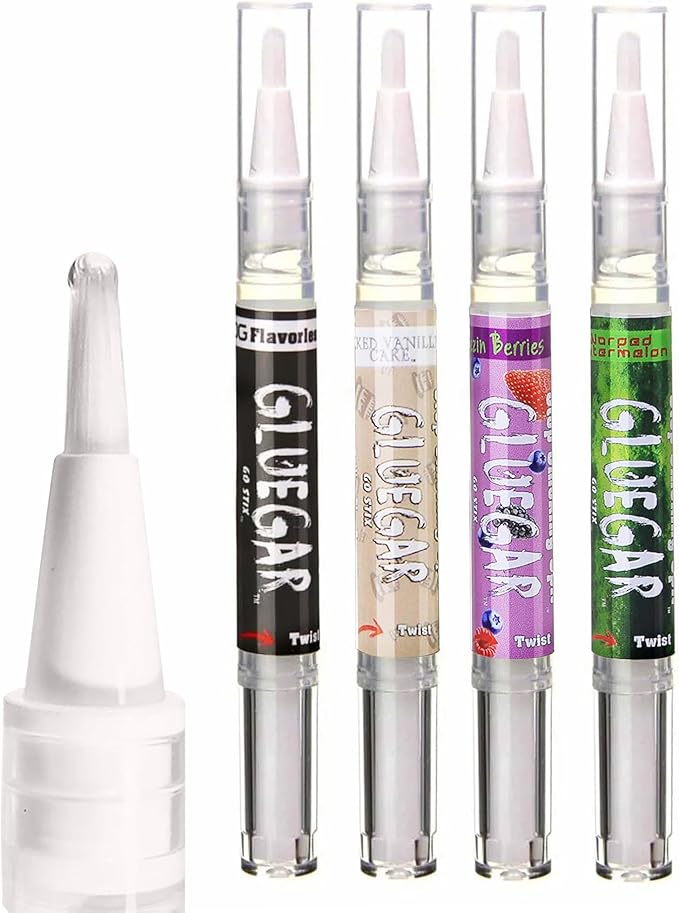 CALIGARS GlueGar - Go Stix Rolling Glue, Cigar Glue Stick Pen for Wraps & Papers, Natural Plant-Based Glue with Flavors, Cigar Glue Repair, Rolling Glue, Mix Flavors (4 Pack, 3ml)