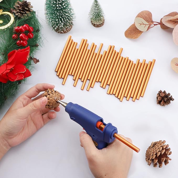 ENPOINT Metallic Gold Hot Glue Sticks, 36 Pack Craft Adhesive Waxing Mini Hot Melt Glue Sticks Colored for Christmas Cards, Sealing, Decoration, Art, DIY, 4" Long x 0.27" Dia