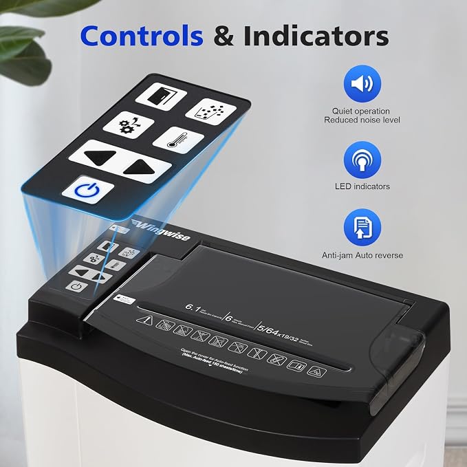 Wingwise 150 Sheets Auto-Feed Micro Cut Paper Shredder for Home Office | P-5, 60 Mins Runtime, 6 Gallons, Shreds CDs & Credit Cards