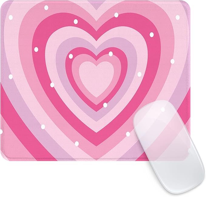 Seorsok Pink Heart Mouse Pad,Mouse Mat Square Waterproof Mouse Pad Non-Slip Rubber Base Mouse Pads for Office Laptop,9.5"x7.8"x0.12" Inch