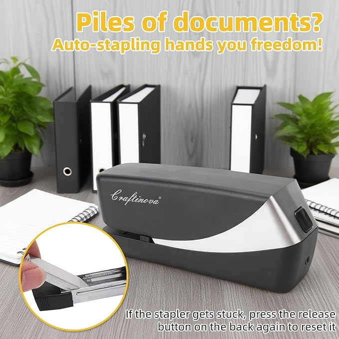 Electric Stapler, Automatic Stapler, Include 2000 Staples and 1 Staple Remover, Heavy Duty, Store 210 Staples，AC or Battery Powered, 25 Sheet Capacity