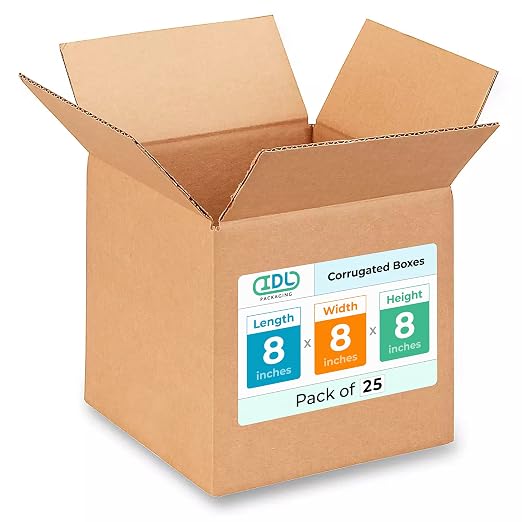 Small Cube Moving & Shipping Boxes 8"L x 8"W x 8"H (25-Pack) - Extra Strength 200 lb vs Regular - Corrugated Boxes for Packaging Moving Supplies - Moving Box - Small Box by IDL Packaging | Extra Strength 200 lb vs Regular - Corrugated Boxes for Packagi...
