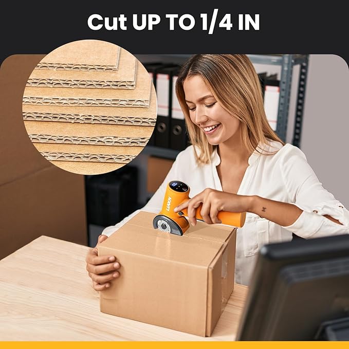 Cardboard Cutter 4000mAh 450RPM 3 Speeds Powerful Cordless Electric Scissors - Cardboard Box Cutter, Power Box Cutter, Rechargeable Electric Scissors for Cardboard Fabric Plastic Carpet Cutting Tool