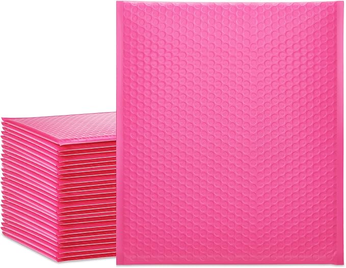 UCGOU Large Bubble Mailers 12x16" 25 Pack Usable Size 12x15" Hot Pink | Waterproof Self Seal Adhesive Padded Envelopes Bulk for Small Business Opaque Shipping Bags for Mailing Jewelry Makeup Book