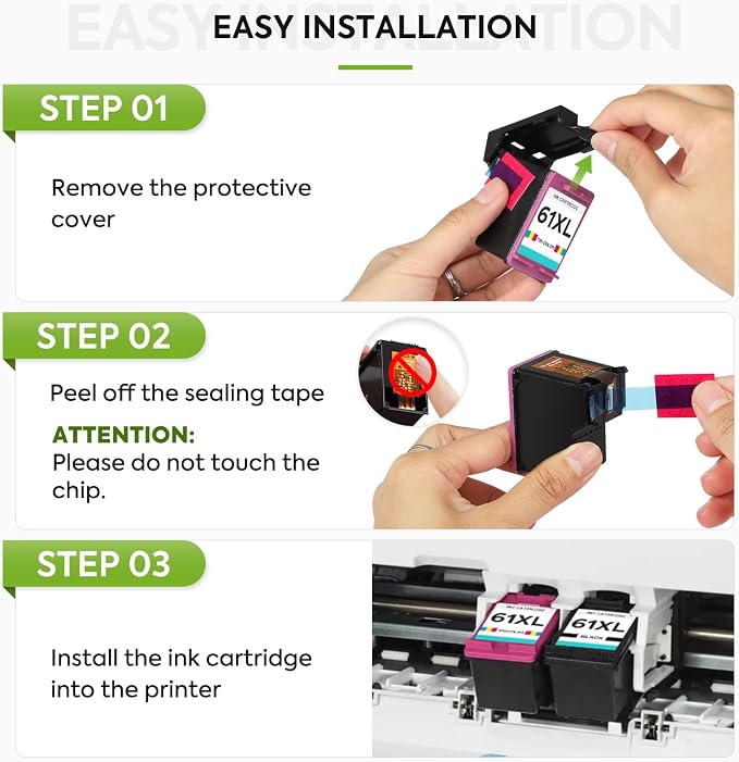 61XL ink 61 Color Replacement for HP 61 Color Ink Cartridge HP61 HP61XL | Compatible for HP Envy 5530 4500 4502 5535 Deskjet 2540 2541 3050 3510 1510 OfficeJet 4630 4632 Printer (Tir-Color 1-Pack)