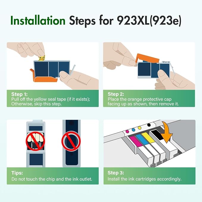 923XL 923 8130e 8125e Ink Cartridges Combo Pack for HP Printers with Chip | Replacement for HP923 XL 923e Ink Cartridges for HP Printer 8130e 8125e 8120 8135e 8138e 8139e 8122e 8124e (4 Pack B/C/M/Y)