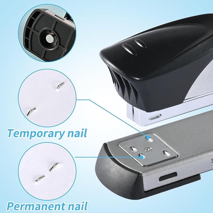 Long Reach Stapler,with 2000 Staples & Stapler Remover Full Strip，20-25 Sheet Capacity,with Built-in Ruler and Adjustable Locking Paper Guide, Silvery