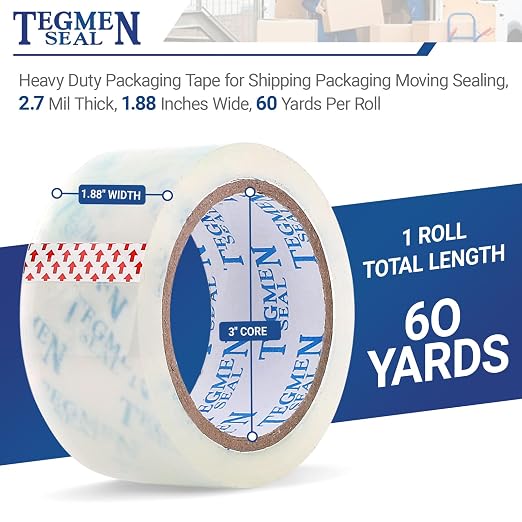 Heavy Duty Clear Packing Tape with Dispenser Combo for Shipping, Moving & Storage,Thicker Clear Packing Tape, 1.88 inches Wide, 60 Yards Per Roll, 18 Pack 1080 Total Yards