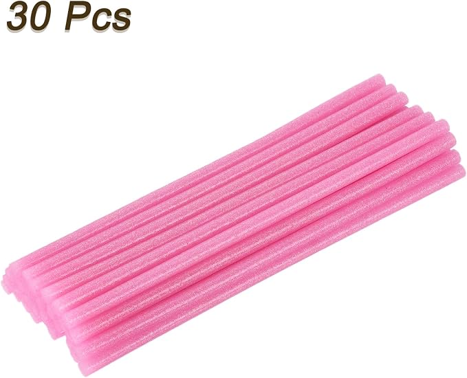 uxcell 30pcs Full Size Hot Glue Gun Sticks 8-inch x 0.27-inch High Sticky Small Hot Glue Sticks for Glue Gun, Glitter Pink