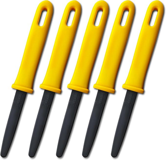 CANARY Cardboard Cutter with Non-Stick Coated Blade - 7.5" Box Cutter Utility Knife for Breaking Down Boxes & Opening Packages - Made in Japan, Yellow (Bulk 5-Pack)