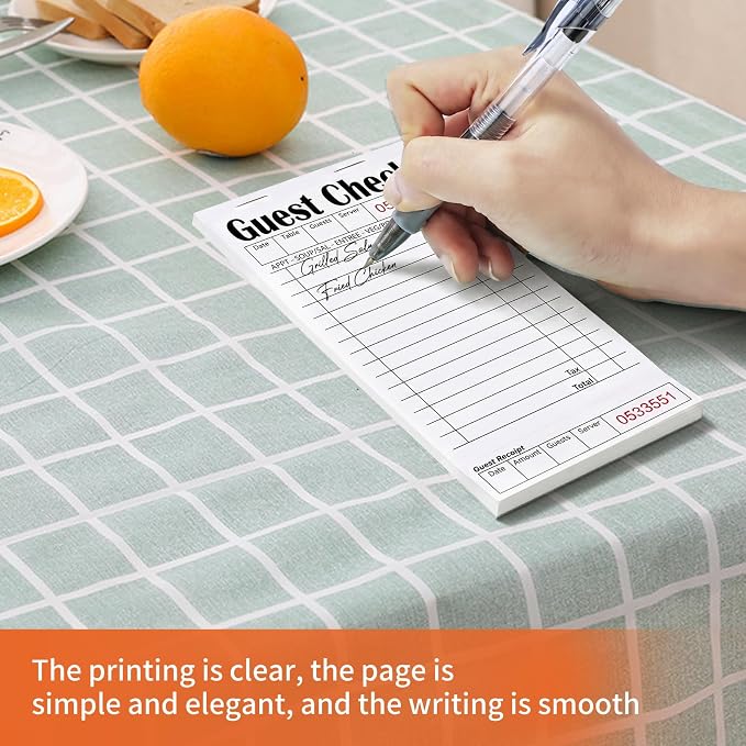 ZPARIK 6 Pack Guest Checks Books, Server Note Pads, White | 6 Pack Guest Checks with 50 Sheets Per Book, Waiter Checkbook, Waitress Notepad for Restaurants, Perfect for Servers