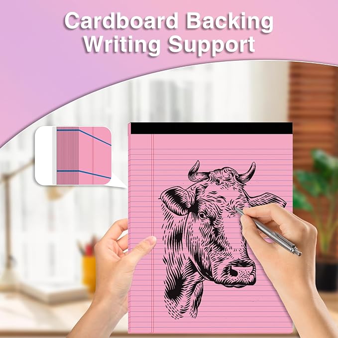 3 Pcs Legal Pads 8.5 x 11 Pink Note Pads 8.5 x 11 Notepad Total 75 Sheets, Micro Perforated Writing Pads Color Lined Paper College Ruled Pad of Paper Notebook To-Do List for School & Office Supplies