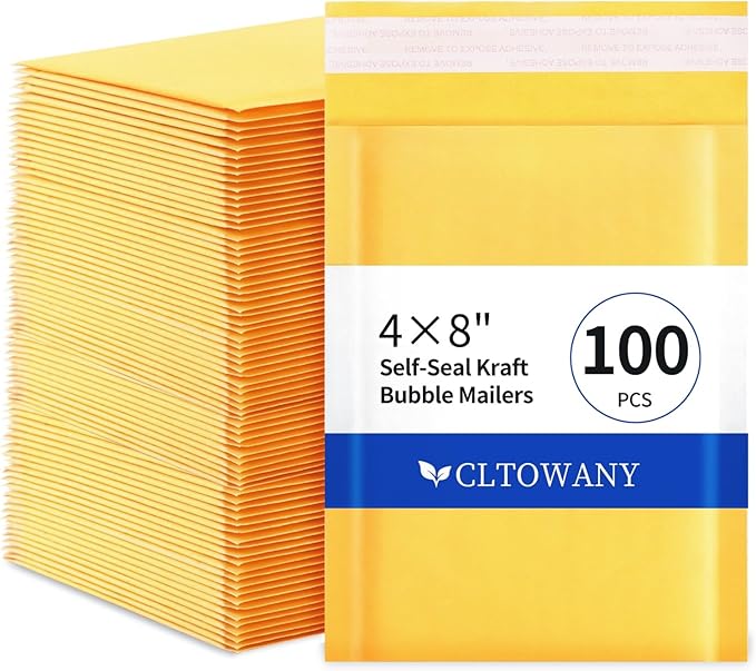 Small Padded Envelopes 4×8' Inch 100 Pack Self-Sealing Paper Envelopes for Shipping, Mailing, Packaging,Strong Adhesion Envelope Mailers