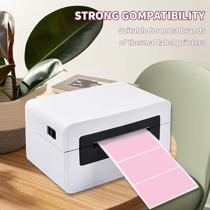 Starboling 2.25" x 1.25" Pink Direct Thermal Labels,Self-Adhesive Printer Label for Address,Logo,Shipping,Barcodes,QR Code