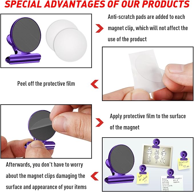 FINDMAG Fridge Magnets, 12 Pack Purple Magnetic Clips for Refrigerator Use | Magnetic Clips for Whiteboard, Organization Kitchen Accessories, Cruise, Office, Classroom, Decoration Gifts, Photo Frames