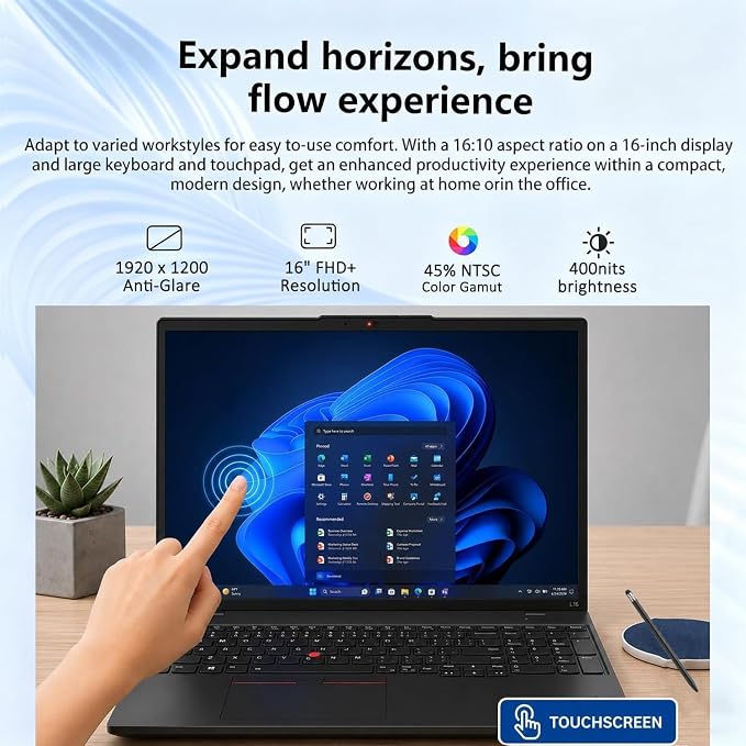 Lenovo ThinkPad L16 Gen2 16" FHD+ Business AI Laptop, Intel Ultra 5 225U | Lenovo 16in Touchscreen Business Notebook, 64GB DDR5, 4TB SSD, Windows 11 Pro, Fingerprint, Backlit, RJ-45 Ethernet, Black