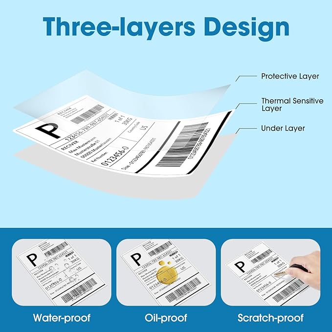 Fuxury Thermal Labels 4x6 500 Labels Fanfold Direct Shipping Label with Perforated and Strong Adhesive Mailing Stickers Paper Thermal Printer Sticker for Most Printer Shipping Supplies