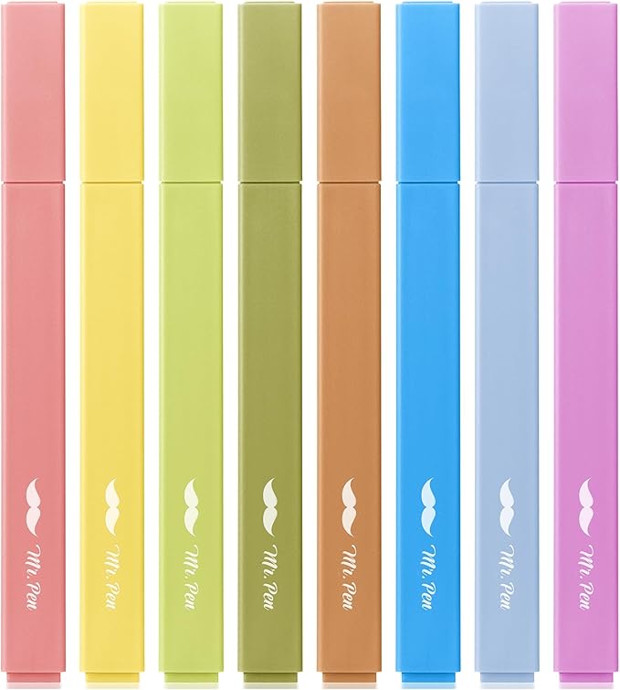 Mr. Pen- Aesthetic Highlighters No Bleed, 8 Pack, Assorted Colors | Chisel Tip, Cute Highlighters Assorted Colors for Journaling, Highlighting, Underlining, Fast Dry, Back to School Supplies