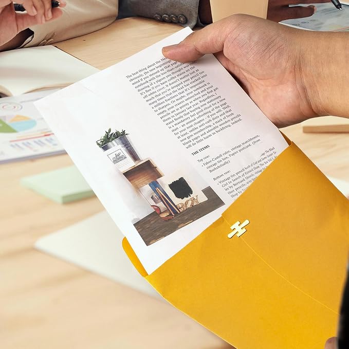 Goefun Yellow Manila Clasp Envelopes, 6x9, 100 Pack | 100GSM Heavy Kraft Paper, For Business, Legal, Office