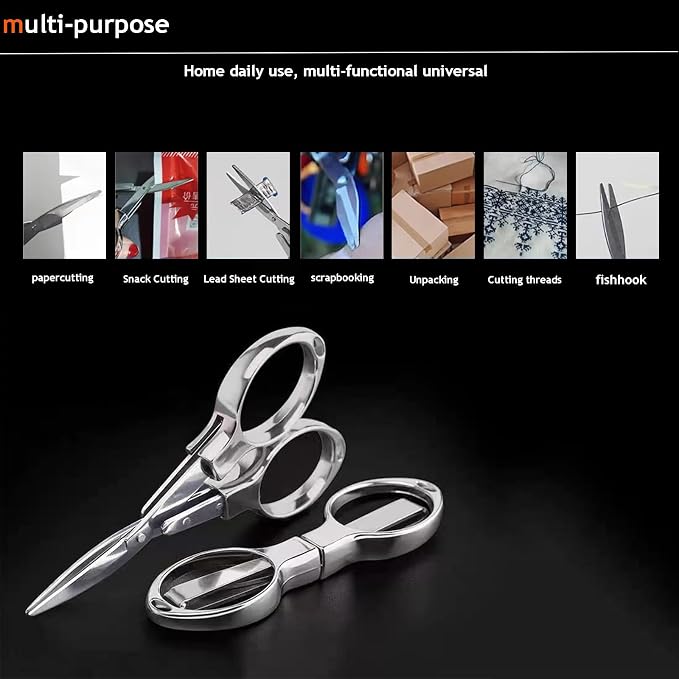 YVAOG Folding Scissors, Safe Portable Safe Portable Travel Mini Scissors, Stainless Steel Retractable Small Scissors for Home Office, 2 Piece Set