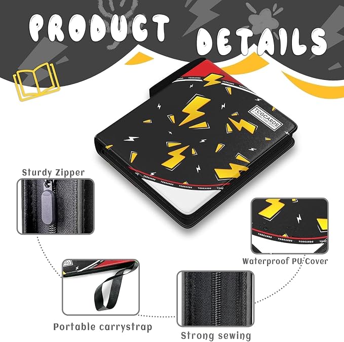 Trading Card Binder 9 Pocket,Card Binder 900 Pockets,Card Book Holder Cards with 50 Removable Sleeves,3-Ring Zip Design MTG/TCG/Sport Collectible Trading Card Albums Gifts for Boys and Girls (Black)