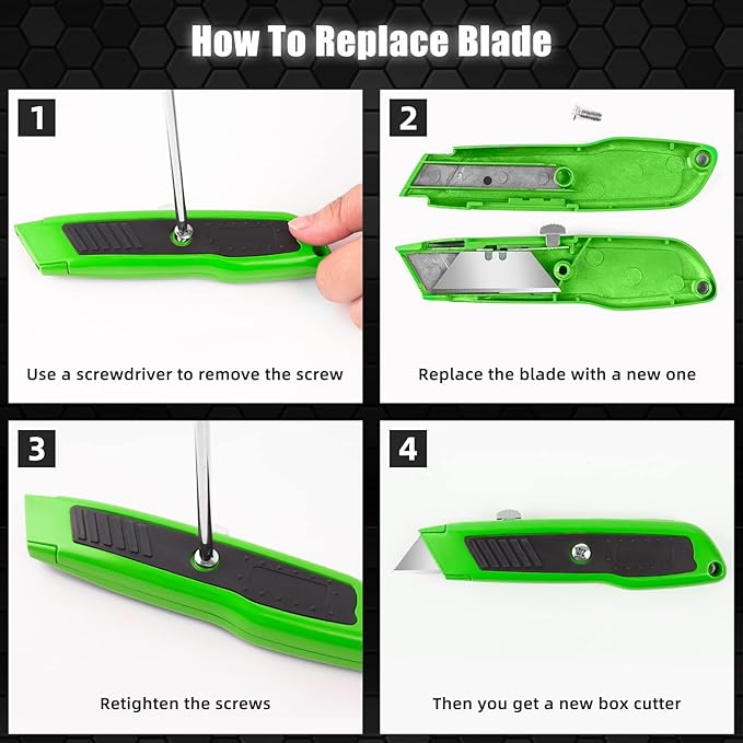 DIYSELF 2 Pack Utility Knife, Box Cutter Retractable, Heavy Duty Small Box Knife Exacto Knife, Comfortable Aluminum Handle, Sharp Blade, Box Opener for Cardboard, Boxes, Carpet (Green)