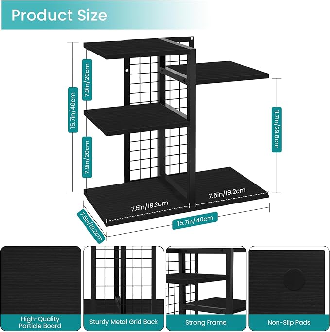 ELITEROO Desktop Bookshelf, 4 Tier Wood Desk Organizer Shelf, Tabletop Storage Shelf Rack for Office Supplies, Desk Decorations for Women Office, Rustic Black