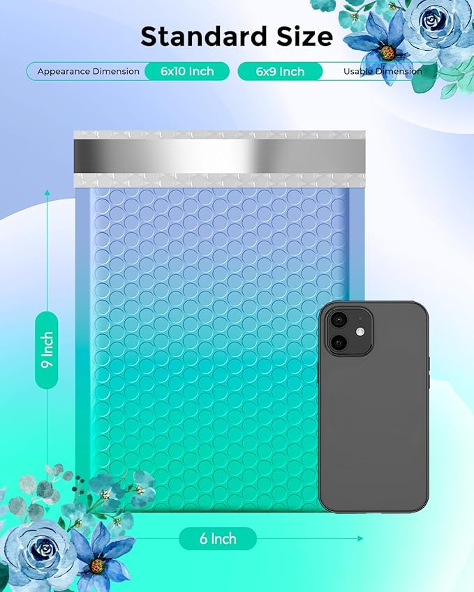 Metronic Bubble Mailers 6x10 Inch 100 Pack PurpleTeal Usable Size 6x9" Opaque Padded Envelopes Waterproof Bubble Envelopes Cushioning Mailer for Small Business Mailing Makeup Jewelry Gifts