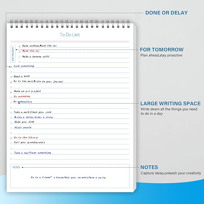 GOLDPEI To Do List Notepad Big 2pcs/set - Daily Planner Notepad Undated 50 Sheets Tear Off, 8" x 11" Planning Pad Checklist Productivity Note Pad for Work and Personal Organized
